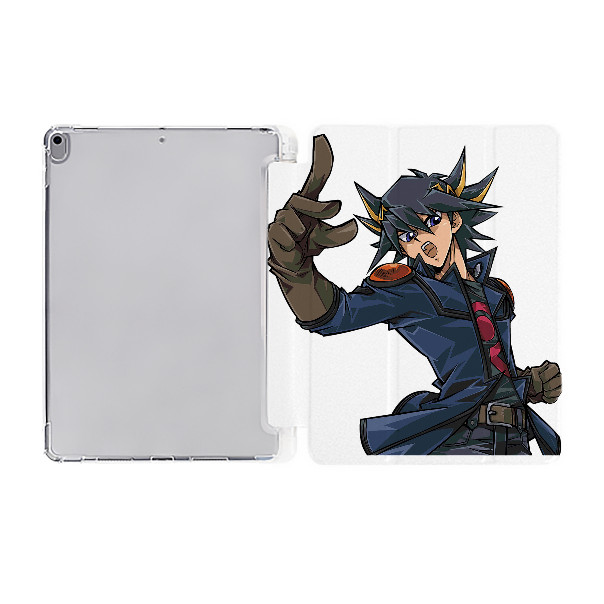 （画像用） 遊☆戯☆王 Yu-Gi-Oh! IPad ケース ペン収納付き 三つ折りスタンド PUレザー×シリコン 対応機種9.5/10.5/10.9インチ
